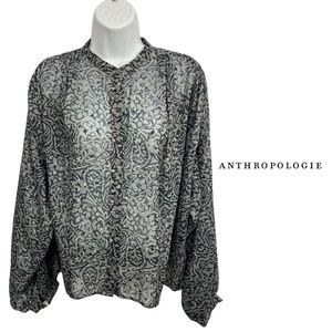 Anthropologie See U Soon NWT Brown & Black Abstract Floral Print Blouse – Size S